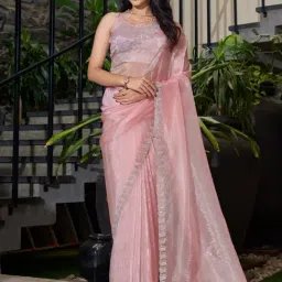 Saree Mall Pink Embellished Sarees With Unstitched Blouse-picture-27