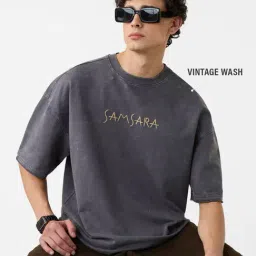 The Souled Store Grey Cotton Print Casual T-Shirt-image-60