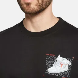 Octave Black Cotton Regular Fit Printed T-Shirt image 5