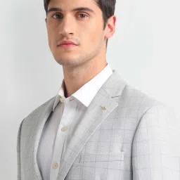 Arrow Grey Regular Fit Checks Blazer image 5