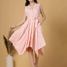 Gipsy Pink Cotton Regular Fit Printed Dress-picture-19