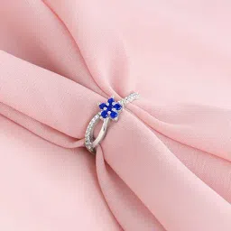 GIVA 92.5 Sterling Silver Blue Floral Ring-image-96