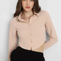 Forever 21 Beige Relaxed Fit Crop Shirt-picture-40
