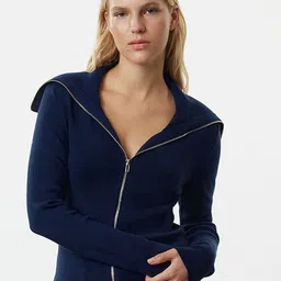 Trendyol Women Lacivert Front-Open Ribbed Pullover-picture-15