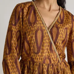 Ancestry Brown Viscose Printed Kurta image 5