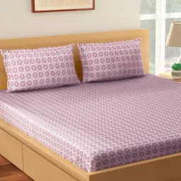 Living Scapes by Pantaloons Pink Blend Bedsheet With 2 Pillow Covers-image-27