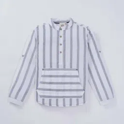 Ed-a-Mamma Boys Navy Cotton Striped Shirt-image-32
