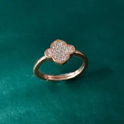 Voylla Rose Gold Sparkling Elegance Duchess American Diamond Solitaire Casual Ring-image-30