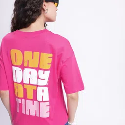 glitchez Typography Printed Drop-Shoulder Sleeves Oversized T-shirt-image-76