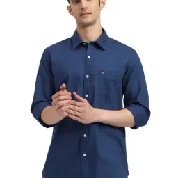 Arrow Navy Blue Cotton Slim Fit Shirt-image-35