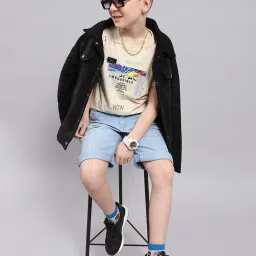 Monte Carlo Kids Beige Printed T-Shirt image 5