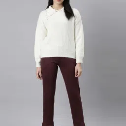 Go Colors! Maroon Mid Rise Pants image 5