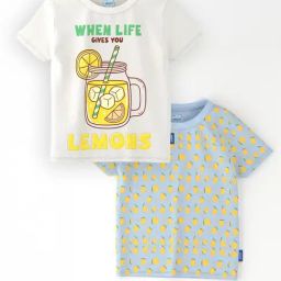 Nauti Nati Girls Multicolor Cotton Printed Regular Fit T-Shirt - Pack of 2-picture-3