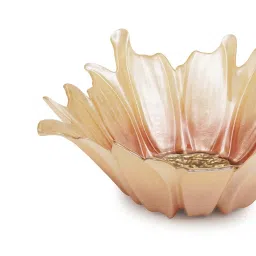 Pure Home and Living Gold & Light Pink Glass Papatya Flower Serving Bowl (Medium) image 5