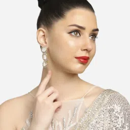 Zaveri Pearls Set of 2 Multicolor Stones & Austrian Diamonds Embellished Drop Earrings-ZPFK17982 image 5