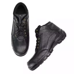 Armaduro Steel Toe Safety Shoes High Ankle Rubber Sole Black Leather Size UK 10, AD1021-picture-39