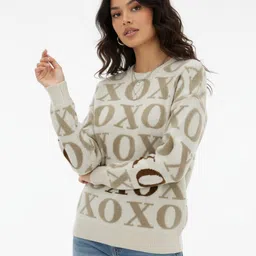 glitchez Self Design Typography Drop-Shoulder Sleeves Oversized Pullover-image-13