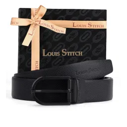 Louis Stitch Black & Brown Textured Spanish Leather Reversible Belt for Men image 5