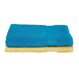 bianca LORENA 100% Cotton Super-Soft Terry Towels -2pc Bath Towel (d`ross) solid-turq/yellow image 2