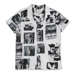 Pepe Jeans Kids White & Black Printed Shirt-image-75
