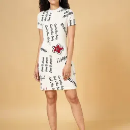 People by Pantaloons Off-White Printed Shift Dress-image-75