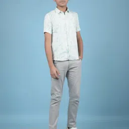 Crimsoune Club Boys Green Cotton Self Design Shirt-image-51