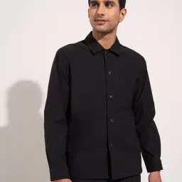 Peregrine by Pantaloons Black Regular Fit Solid Shirts-picture-19