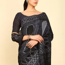 Soch Womens Grey Chiffon Abstract Print Saree image 5
