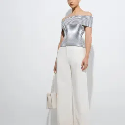 Wardrobe by Westside White Striped Off-Shoulder Top image 3