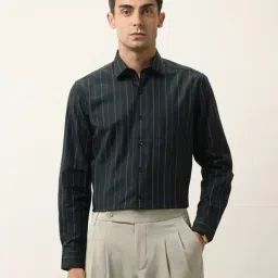 Arrow Green Cotton Regular Fit Striped Shirt-picture-19