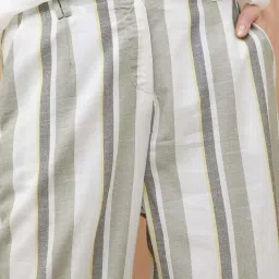 Fame Forever By Lifestyle White Regular Fit Striped Trousers image 5