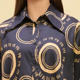 First Resort By Ramola Bachchan Black And Golden Embroidered Regular Fit Shirt image 5