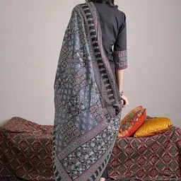 Indo Era Women Ethnic Motifs Embroidered Regular Mirror Work Pure Cotton Kurta with Trousers & With Dupatta image 2