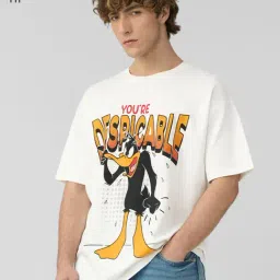 The Souled Store White Cotton Graphic Casual T-Shirt-image-5