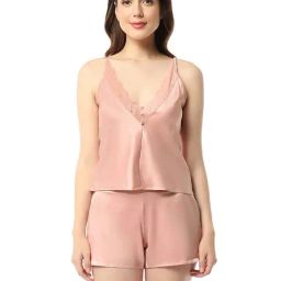 Amante Pink Lace Work Camisole-picture-34