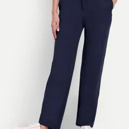 Broadstar Navy Straight Fit High Rise Trousers-picture-39