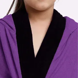 Creeva Melodious Indigo & Black Micro Terry 225 GSM Kids Hooded Bathrobe 14-15 Years With Pocket image 5