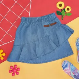 Pantaloons Junior Kids Blue Regular Fit Skirt-image-57