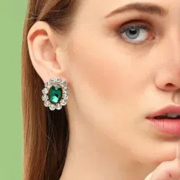 Sohi Gold Plated Party Designer Stone Stud Earrings image 2