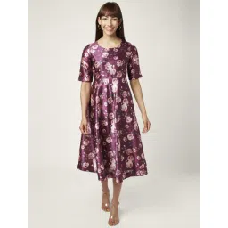 Akkriti by Pantaloons Purple Floral Print A-Line Dress-picture-30