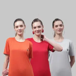 Vimal Jonney Orange & Red Cotton Sports T-Shirt - Pack Of 3-image-58
