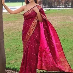 Saree Mall Pink Woven Saree With Unstitched Blouse-image-82