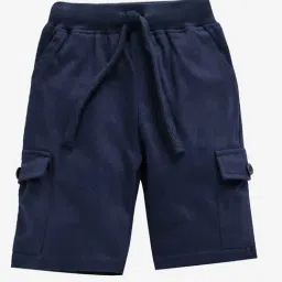 Kiddopanti Boys Black & Navy Solid Cargo Shorts (Pack Of 2) image 4