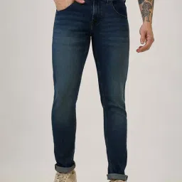 Spykar Vintage Blue Cotton Slim Fit Jeans-picture-33