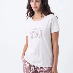 Wunderlove by Westside Light Brown Text Printed Cotton-Blend T-Shirt-picture-17