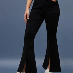 Miss Chase Black Flared Fit High Rise Stretchable Jeans image 3