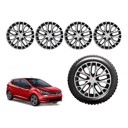 Auto Pearl S-B02_R Press Type Car Wheel Cover with Retention Ring 35.56 cm (14 Inch) Glossy Silver, Black for Tata Altroz XE Petrol (Set of 4)-picture-11