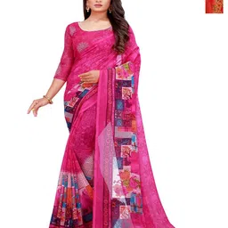 Moda Rapido Abstract printed Pure Georgette Saree pack of two-picture-20