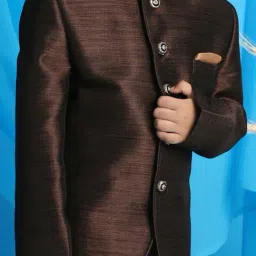 VASTRAMAY Boys Coffee Solid Full Sleeves Jodhpuri image 4