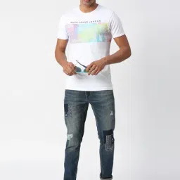 Pepe Jeans FLEX White Slim Fit Printed Cotton Crew T-Shirt image 5